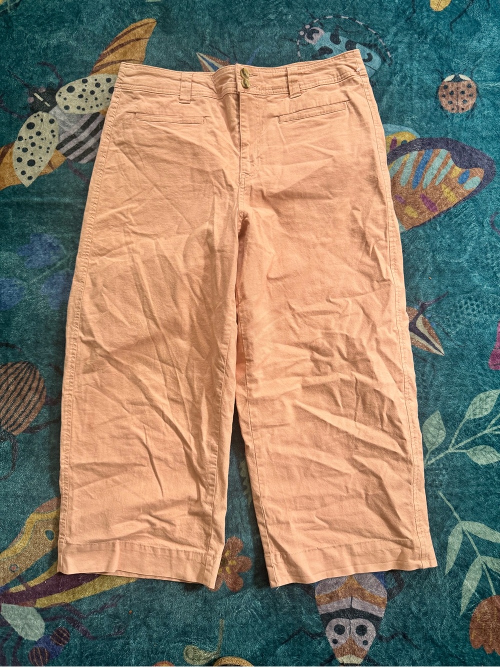 A New Day Peach Casual Capri Pants 14 Cotton Pockets Spring Summer VGUC